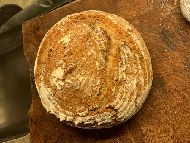 A first try. Dutch oven, proved in banneton.